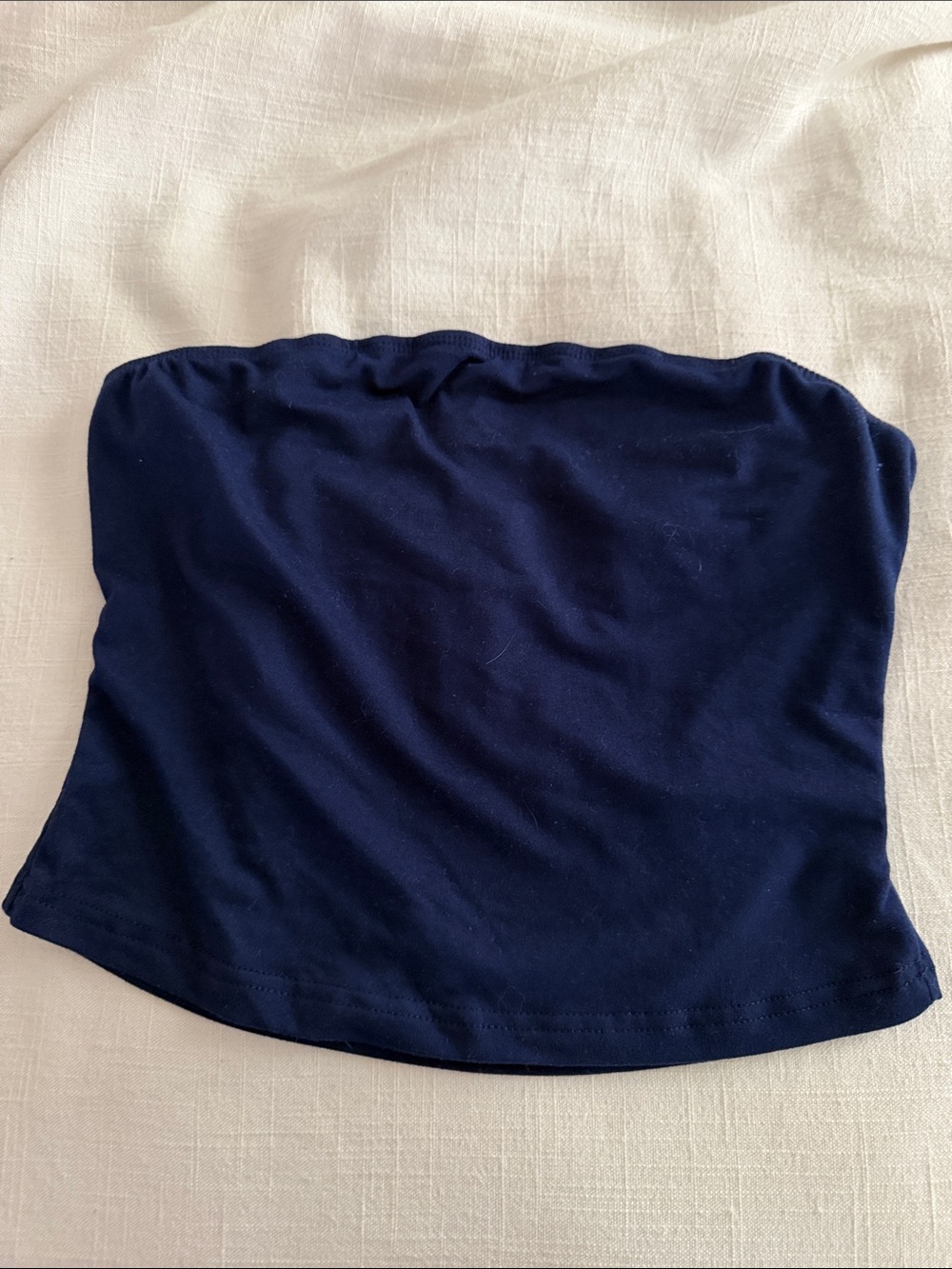 SHEIN Navy Blue Strapless Tube Crop Top